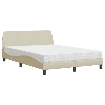 Vidaxl Postelja z vzmetnico Dover krem 120x200 cm blago