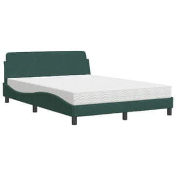 Vidaxl Postelja z vzmetnico Dover temno zelena 120x200 cm žamet