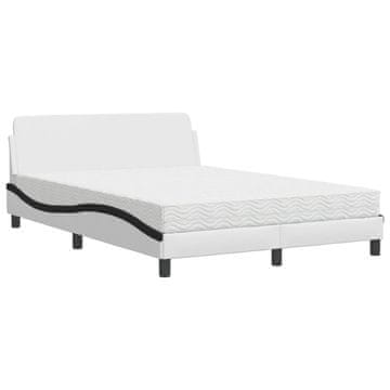 Vidaxl Postelja z vzmetnico Dover bela in črna 120x200 cm umetno usnje