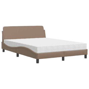 Vidaxl Postelja z vzmetnico Dover kapučino 120x200 cm umetno usnje