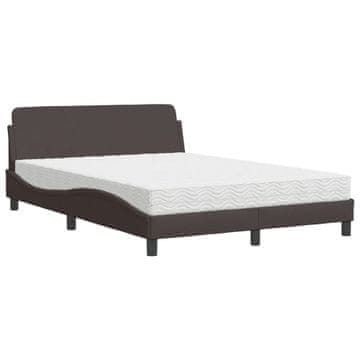 Vidaxl Postelja z vzmetnico Dover temno rjava 140x200 cm blago