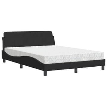 Vidaxl Postelja z vzmetnico Dover črna 140x190 cm žamet