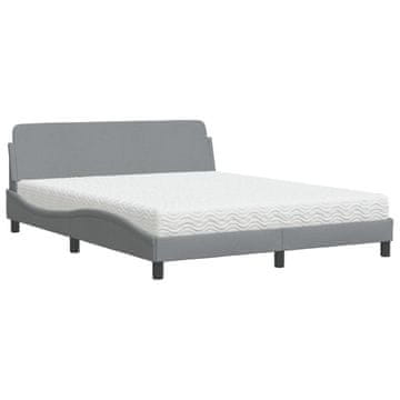 Vidaxl Postelja z vzmetnico Dover svetlo siva 160x200 cm blago