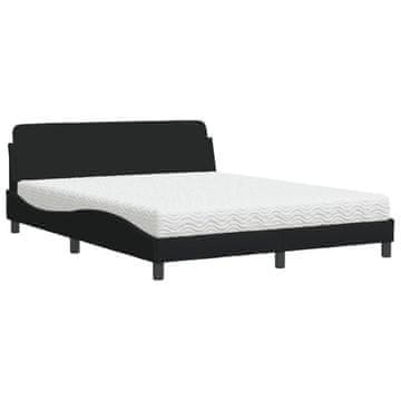 Vidaxl Postelja z vzmetnico Dover črna 160x200 cm blago