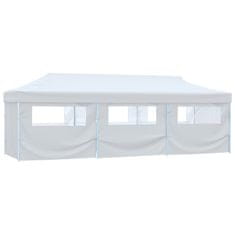 Vidaxl Zložljiv pop-up šotor za zabave z 8 stranicami 3x9 m bel