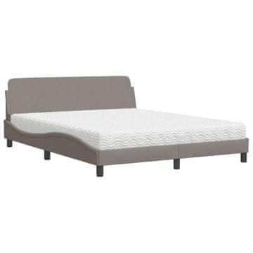 Vidaxl Postelja z vzmetnico Dover taupe 160x200 cm blago
