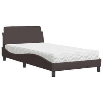 Vidaxl Postelja z vzmetnico Dover temno rjava 100x200 cm blago