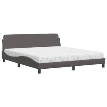 Vidaxl Postelja z vzmetnico Dover siva 180x200 cm umetno usnje