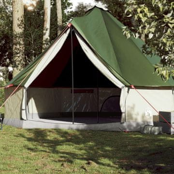 Vidaxl vidaXL Družinski šotor Teepee za 10 oseb, zelen, vodoodporen