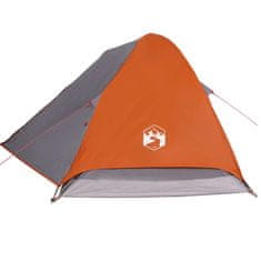 Vidaxl Šotor za kampiranje za 4 osebe siv in oranžen vodoodporen