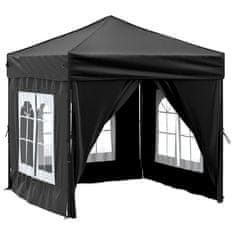 Vidaxl Zložljiv vrtni šotor s stranicami črn 2x2 m
