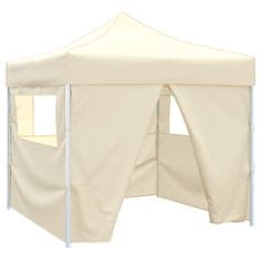 Vidaxl Zložljivi šotor 3 x 3 m s 4 stenami kremne barve