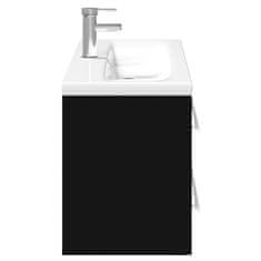 Vidaxl Kopalniška omarica z umivalnikom črna