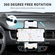 Netscroll Pametni brezžični avto polnilec in nosilec v enem, držalo za telefon in polnilec za avto z 360° rotacijo, pametno stojalo s senzorjem za avto, hitro brezžično polnjenje, avtomatski priklop, Phonezy