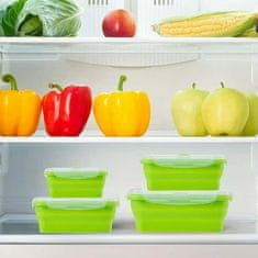 Netscroll 4-delni set silikonskih zložljivih posod za shranjevanje hrane, komplet kuhinjskih posod za hrano, večkratna uporaba, zložljive, primerne za mikrovalovno pečico ali zmrzovanje hrane, FlexiSet