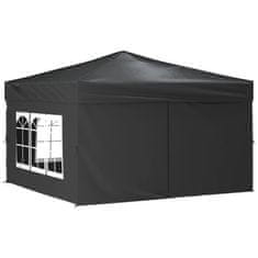 Vidaxl Zložljiv vrtni šotor s stranicami antracit 3x3 m
