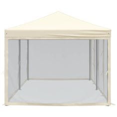 Vidaxl Zložljiv vrtni šotor s stranicami krem 3x6 m