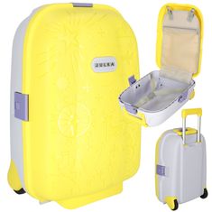 slomart Otroški potovalni kovček na kolesih za ročno prtljago z imenom rumene barve