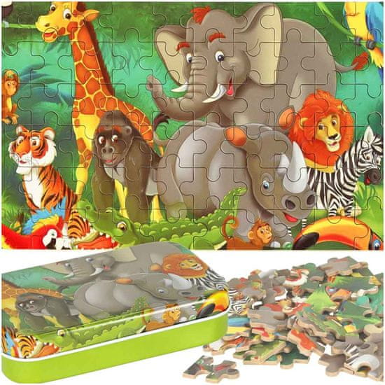 WOWO Puzzle Jungle Fairy Tale za otroke - Puzzle Jungle Fairy Tale za otroke, 60 kosov v pločevinki