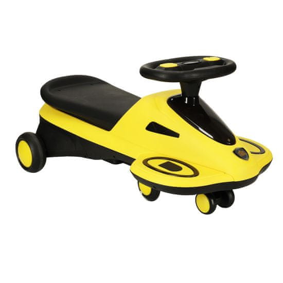 WOWO LED skuter z glasbo - gravitacijski skiro z LED kolesi in glasbo, 74 cm, rumeno-črn, največ 100 kg