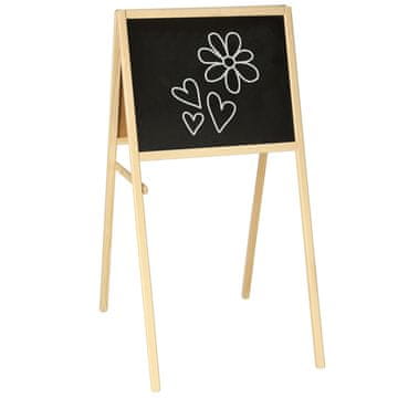 WOWO Obojestranska lesena tabla magnetna in kredna s stojalom
