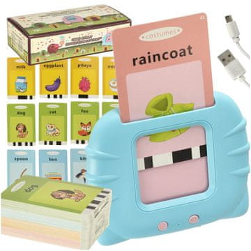 Luniks Izobraževalni bralnik kartic za učenje angleščine – 112 kartic, moder