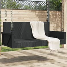 Vidaxl Gugalna klop črna 119x56x48 cm poli ratan