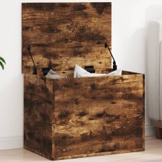 Vidaxl Škatla za shranjevanje dimljen hrast 60x42x46 cm inženirski les