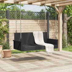 Vidaxl Gugalna klop črna 119x56x48 cm poli ratan