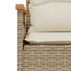 Vidaxl Vrtna klop z blazinami 116x62,5x74 cm bež poli ratan