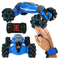 WOWO Avto na daljinsko upravljanje - RC Stunts 2v1 Modri avto na daljinsko vodenje s 360 plesnim trikom