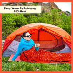 Netscroll Termo spalna vreča za prvo pomoč, za preživetje v izrednih vremenskih razmerah, spalna vreča za kampiranje in gore, prva pomoč proti mrazu, podhladitvam in ozeblinam, ohranja 90% toplote, TermoBag