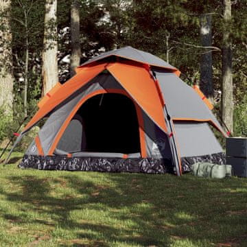 Vidaxl vidaXL Šotor za 5 oseb, sivo-oranžen, hitra postavitev