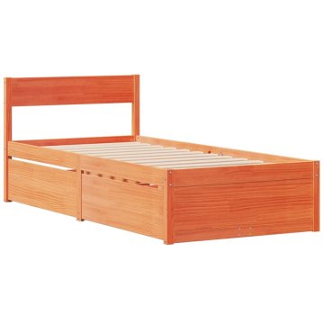 Vidaxl Posteljni okvir brez vzmetnice voščeno rjav 90x190 cm borovina
