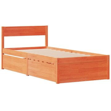 Vidaxl Posteljni okvir brez vzmetnice voščeno rjav 100x200 cm borovina