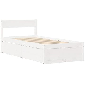 Vidaxl Posteljni okvir brez vzmetnice bel 75x190 cm trdna borovina