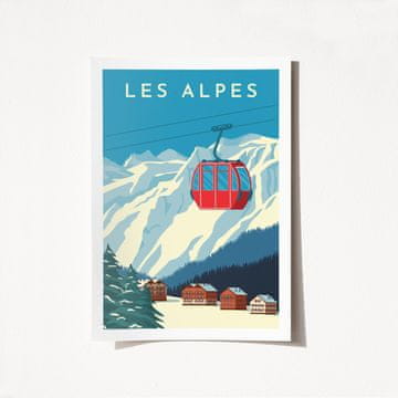 Wallity Plakat A3, Les Alpes - 1990