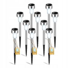 LUMILED 10x Solarna vrtna svetilka LED talna PALIS 31cm INOX/CHROM