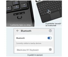 Blackview K2 brezžična tipkovnica, Bluetooth, črna