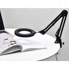 Malatec USB 32 LED gibljiva okrogla namizna svetilka črna + povečevalna lupa