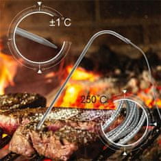 aptel Digitalni LCD inox kuhinjski termometer do 250°C sonda 100cm