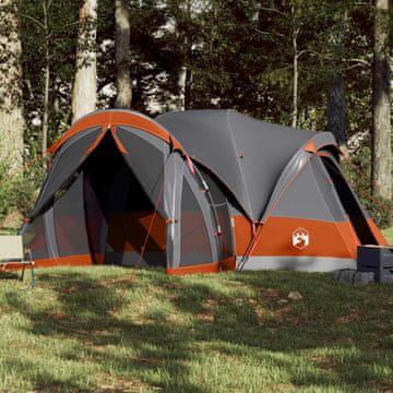 Vidaxl vidaXL Družinski šotor tipi za 8 oseb, sivo-oranžen, vodoodporen
