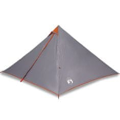 Vidaxl Družinski šotor tipi za 7 oseb siv in oranžen vodoodporen