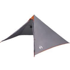 Vidaxl Družinski šotor tipi za 7 oseb siv in oranžen vodoodporen