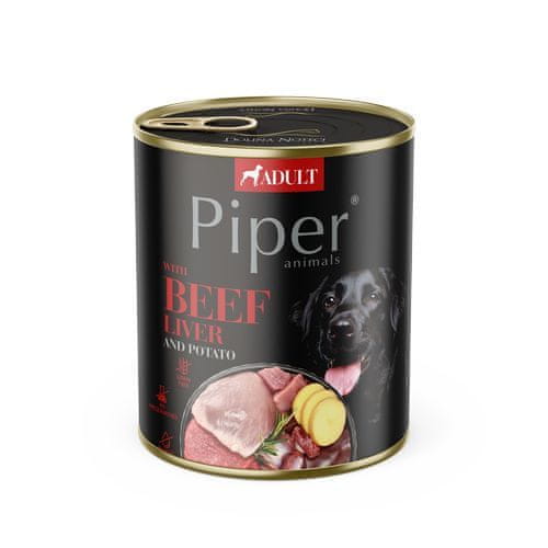 Piper ADULT 800g konzervirana goveja jetra in krompir za odrasle pse