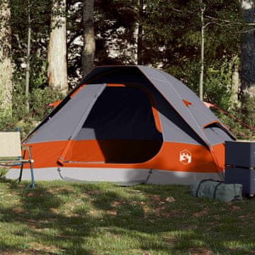 Vidaxl vidaXL Šotor za kampiranje za 2 osebi, sivo-oranžen, vodoodporen