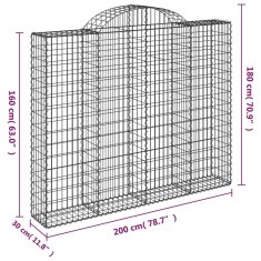 Vidaxl Obokane gabion košare 7 kosov 200x30x160/180cm pocinkano železo