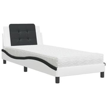 Vidaxl Posteljni okvir brez vzmetnice Zadar bela in črna 90x190 cm umetno usnje
