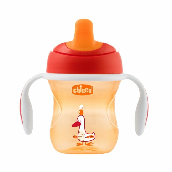 Chicco Neprepustna skodelica s trdim ustnikom od 6m, 200ml, oranžna
