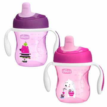 Chicco nesipka skodelica s trdim ustnikom iz 6m, 200ml, roza